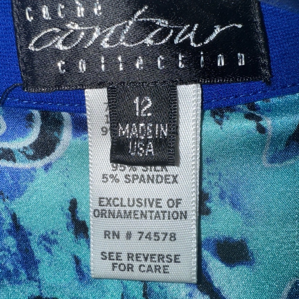Cache Royal Blue Cap sleeve V-neck Belted Dress Size 12/Large - Picture 9 of 10